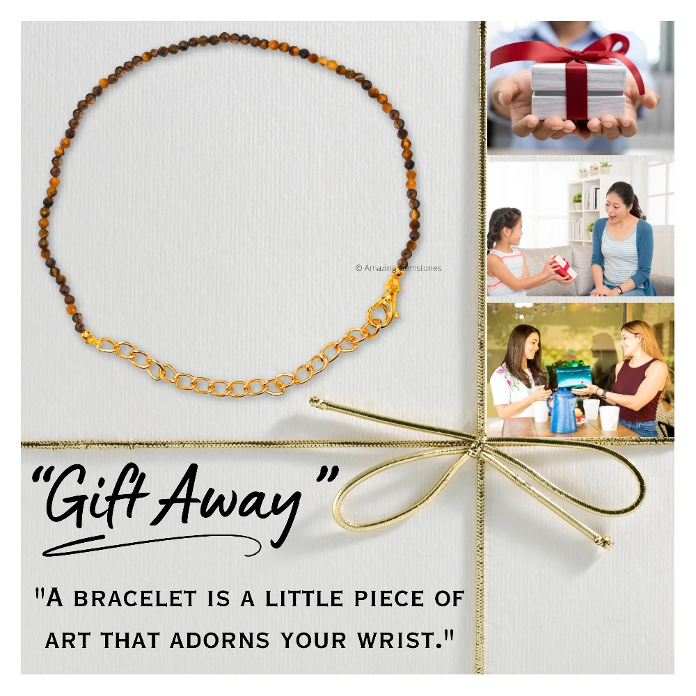 Tiger Eye Crystal Bracelet - 2mm Faceted Bead (Gold)