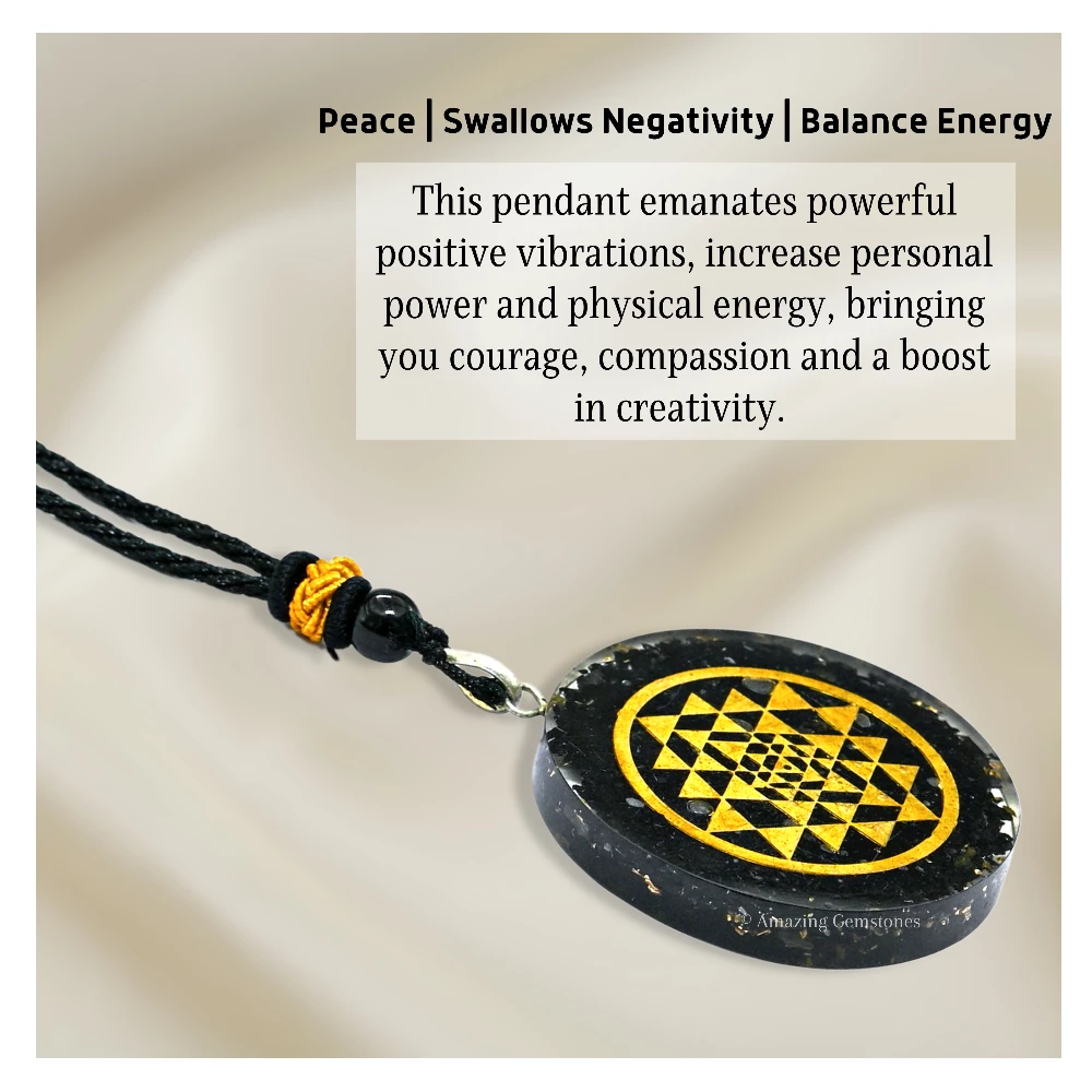 Shungite Necklace - Round Shriyantra