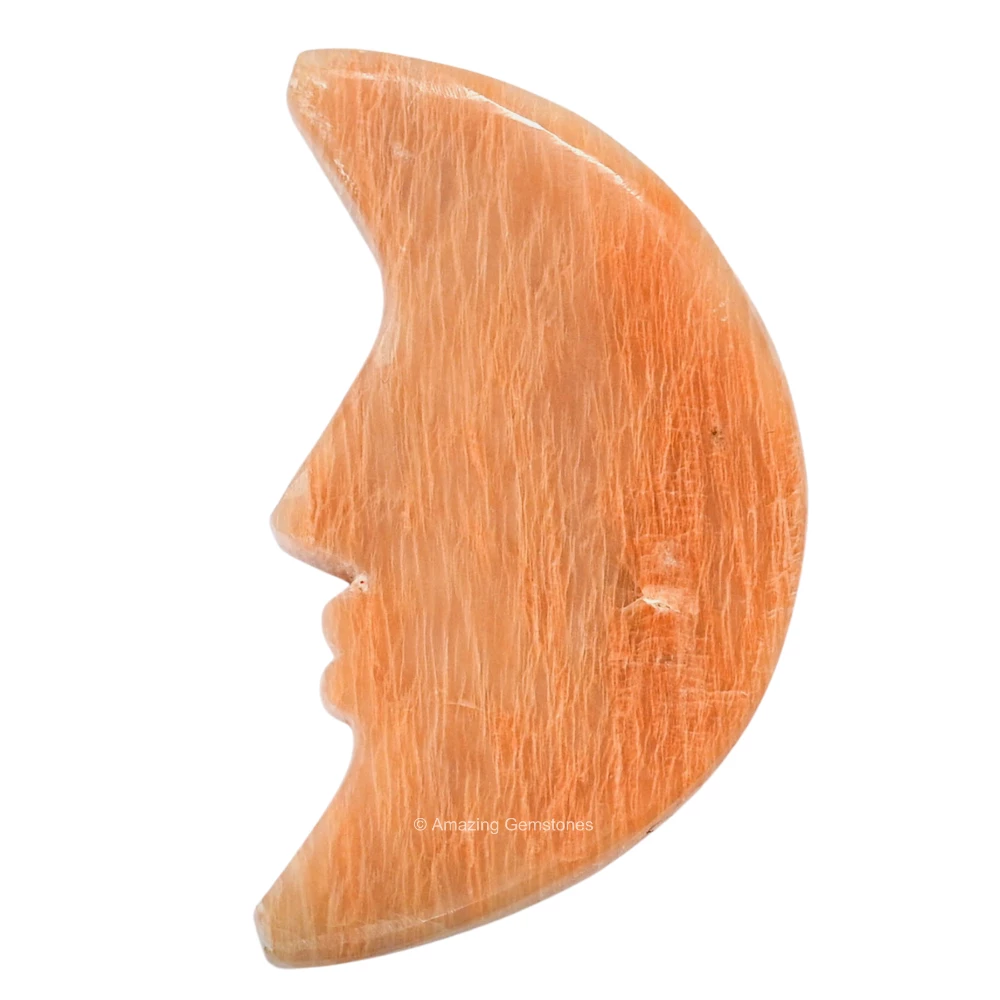 Peach Moonstone Crescent Moon