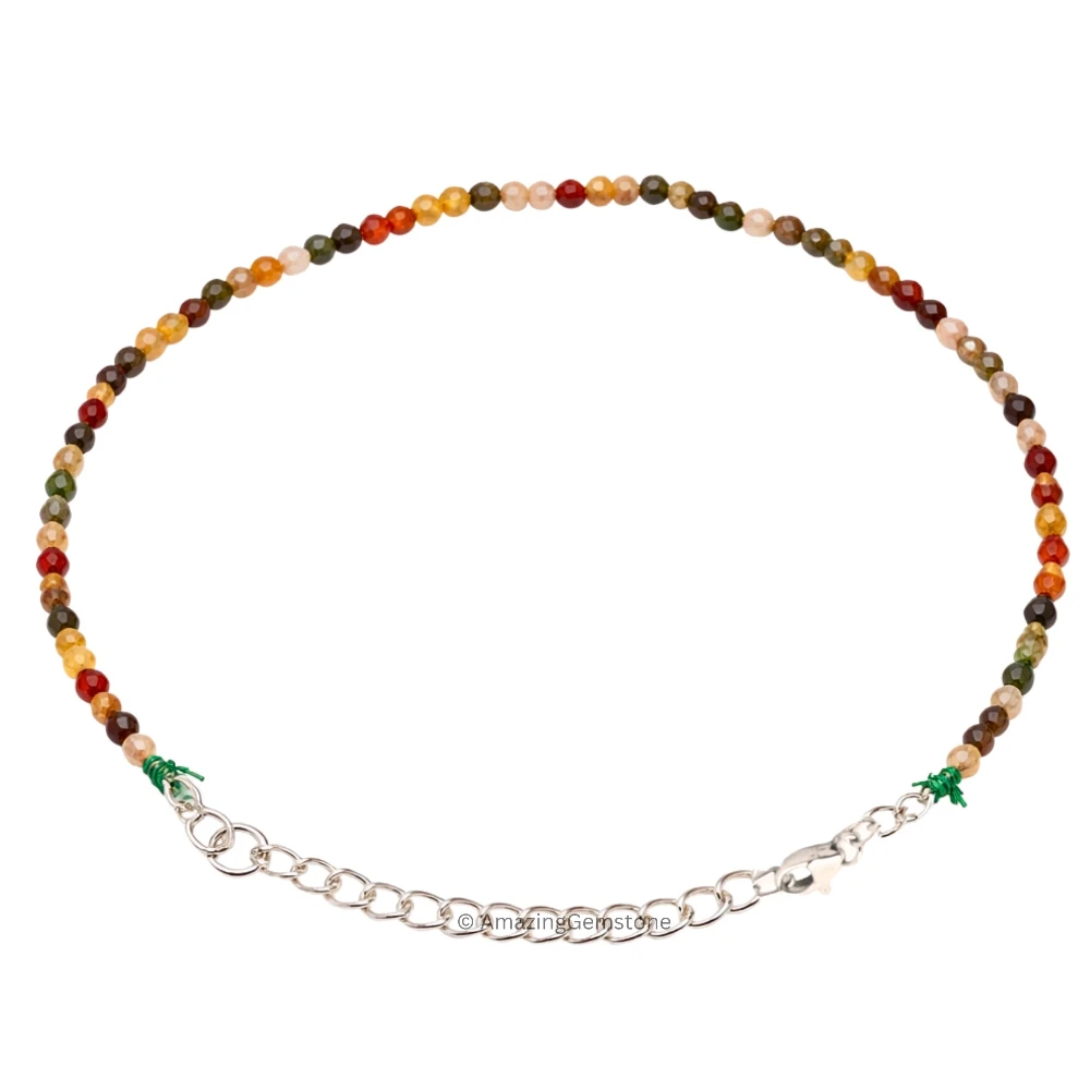 Mookaite Crystal Bracelet - 2mm Faceted Bead (Silver)