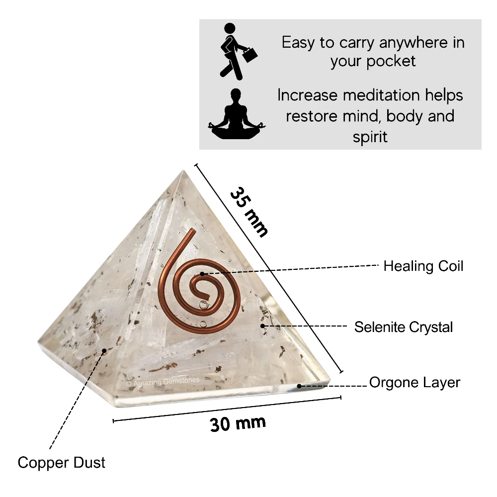 Selenite Orgone Pyramid - Mini