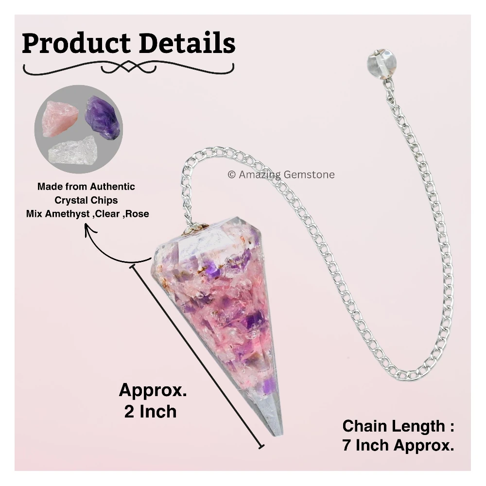 Rose Quartz Amethyst Clear Quartz Orgone Pendulum (Mix)