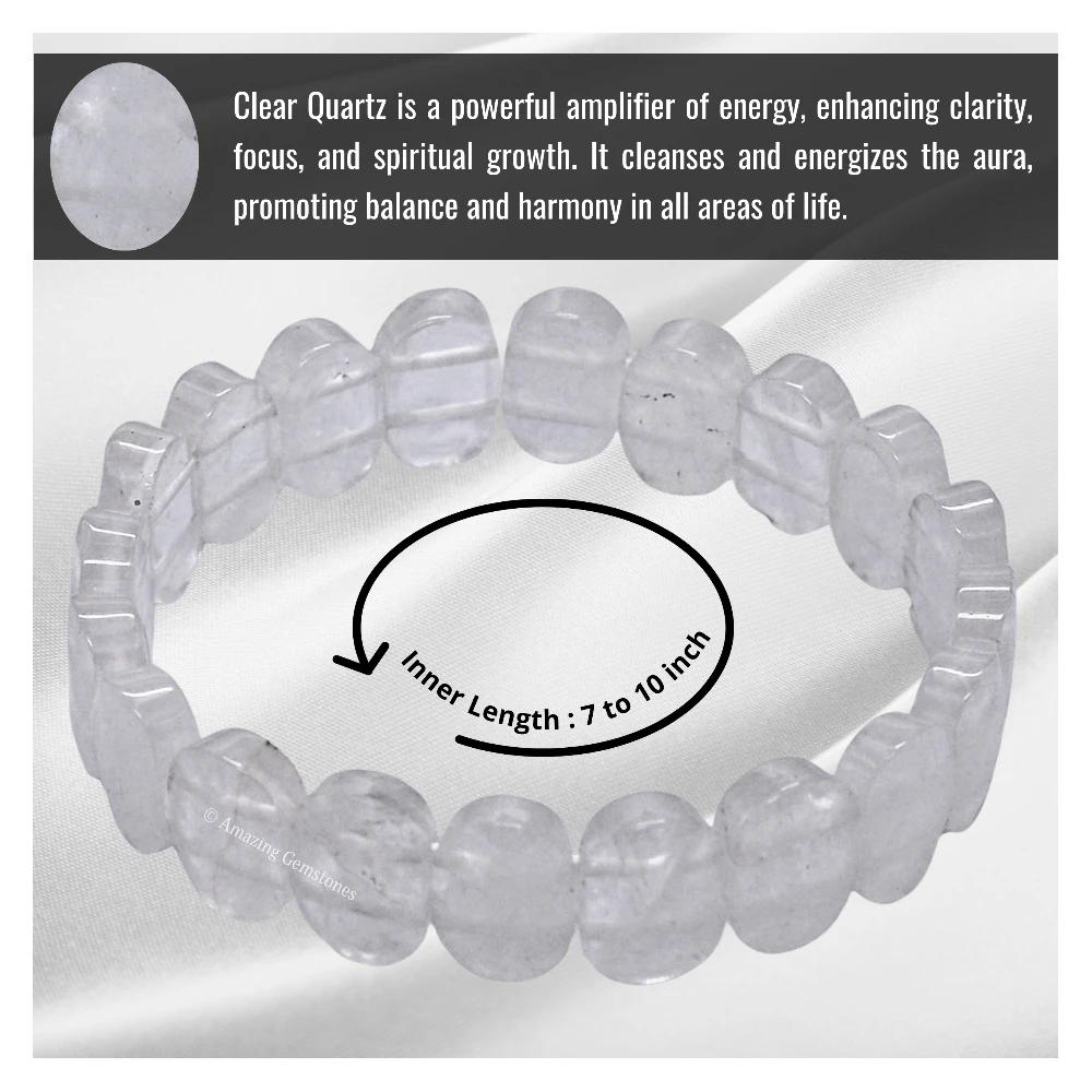 Clear Quartz Faceted Bracelet - Oval Stone