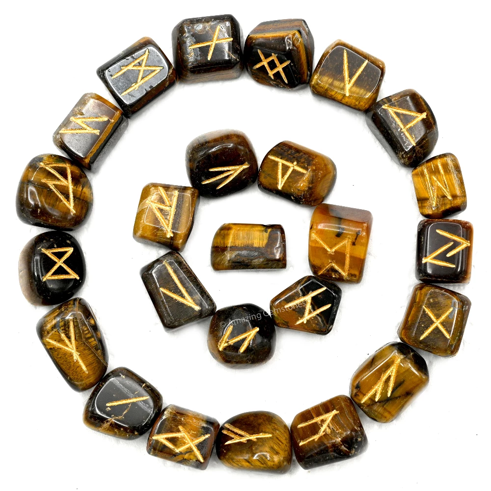 Tiger Eye Rune Stones Set