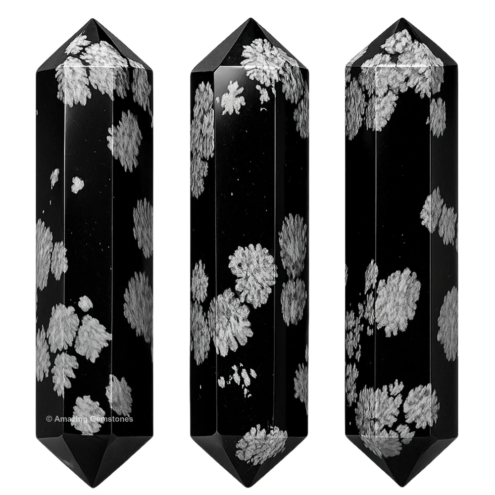 Snowflake Obsidian Pencil Points (Double Terminated) (Set of 3)