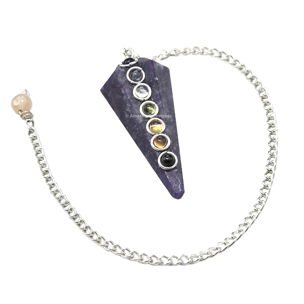 Lepidolite Chakra Crystal Pendulum