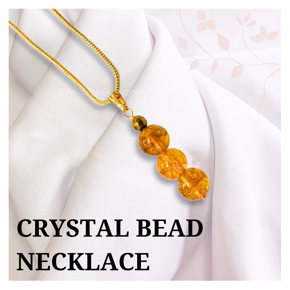 Citrine Bead Pendant (Gold)