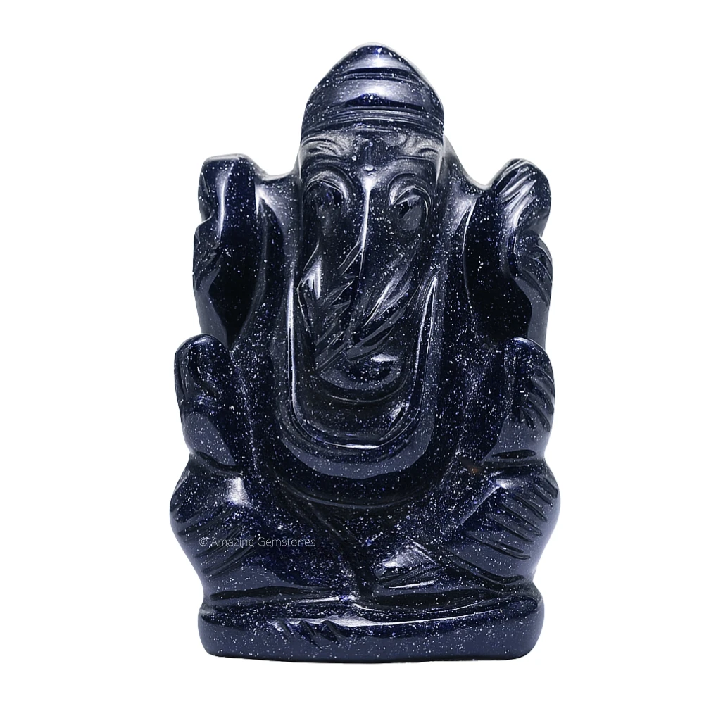 Blue Goldstone Ganesha Crystal Idol