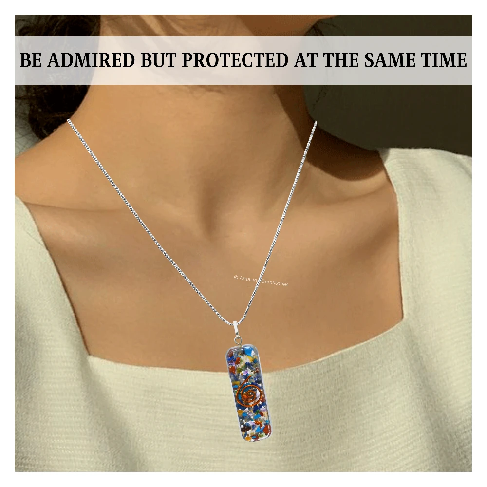 Mix Gemstone Crystal Orgone Pendant - Rectangle