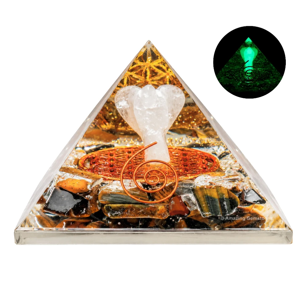 Tiger Eye Orgone Pyramid - Angel Glow in Dark