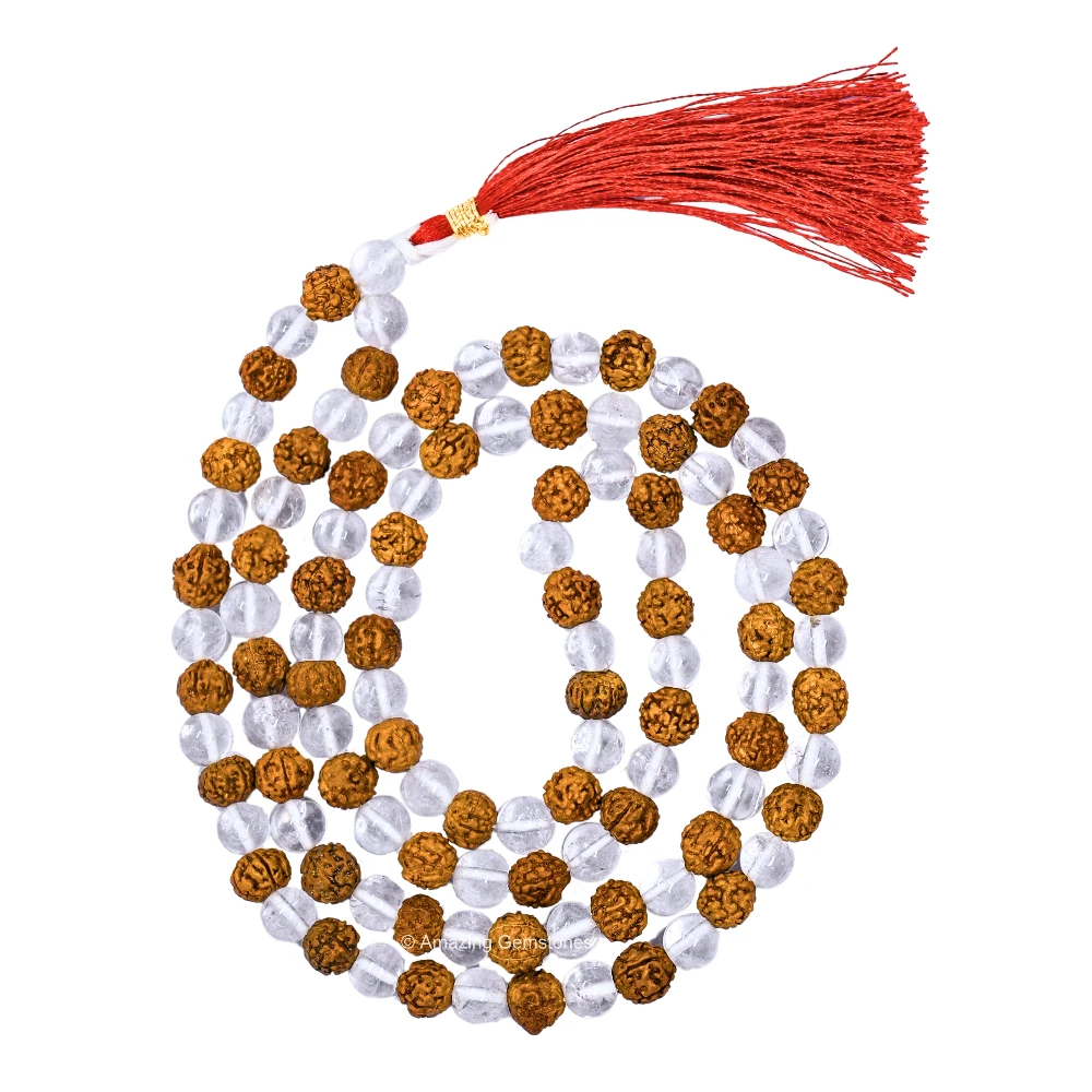 Rudraksha Sphatik Mala (Without Knot)