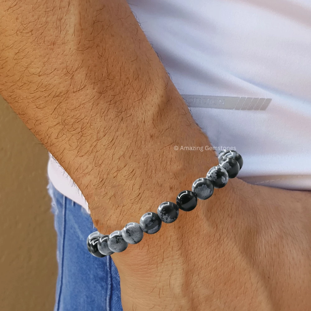 Snowflake Obsidian Bracelet (Adjustable)