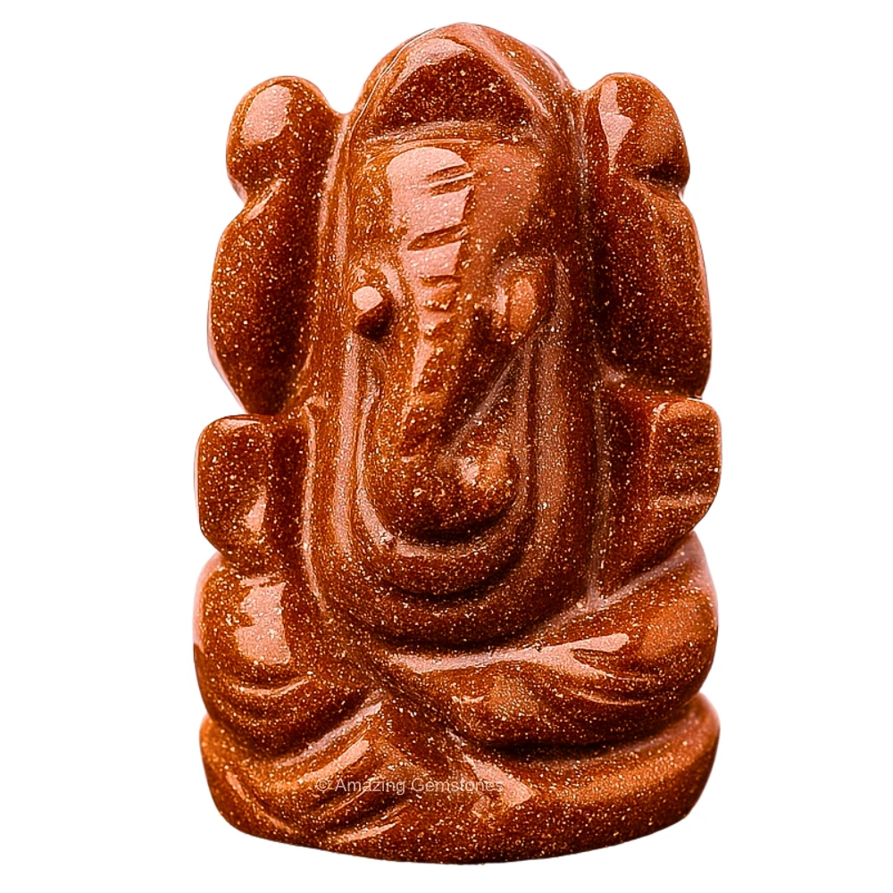 Red Goldstone Ganesha Crystal Idol