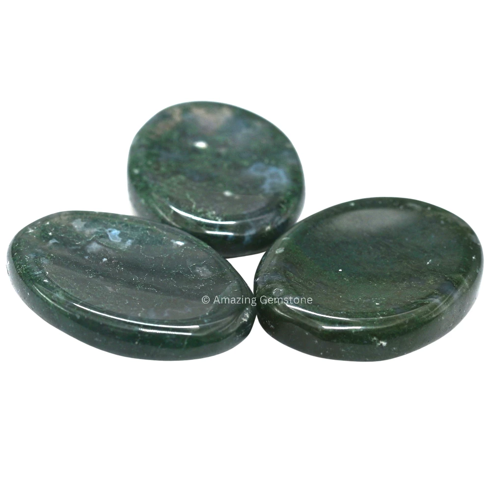 Moss Agate Worry Stone