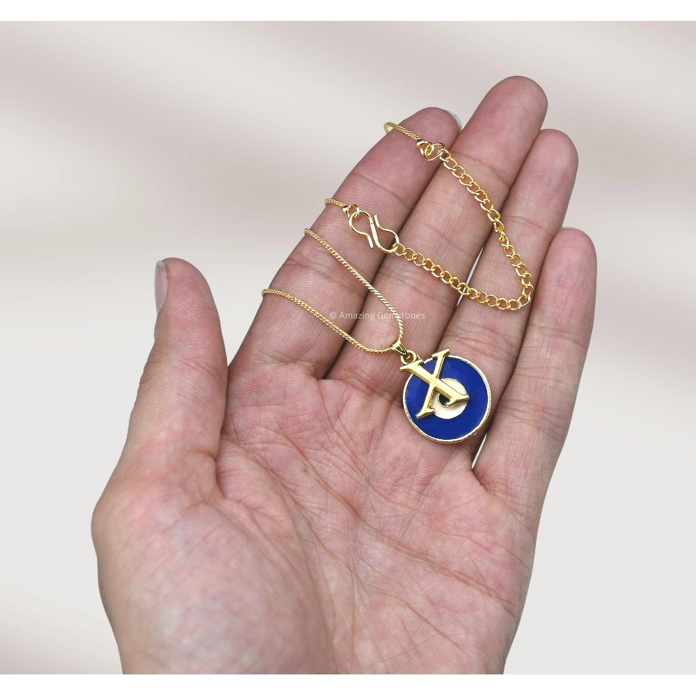 Evil Eye Pendant Necklace with X Initial