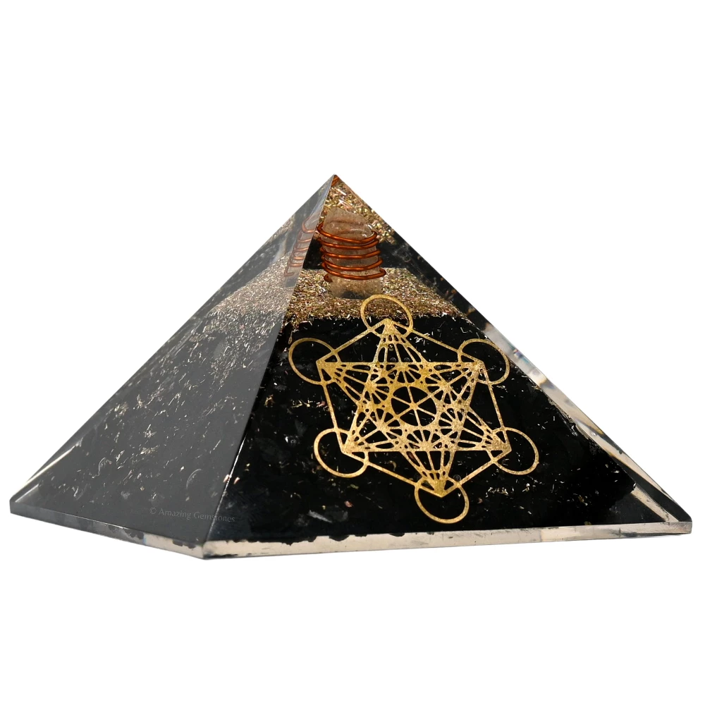 Shungite Orgone Pyramid - Metatron Cube