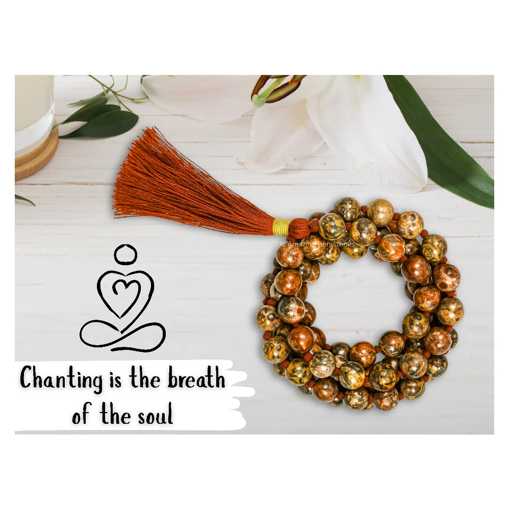 Leopard Jasper Mala (Hand Knotted)