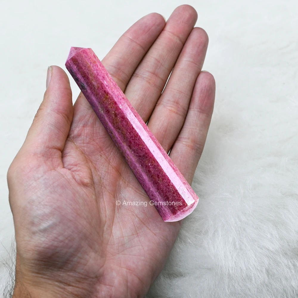 Rhodonite Wand (Faceted)