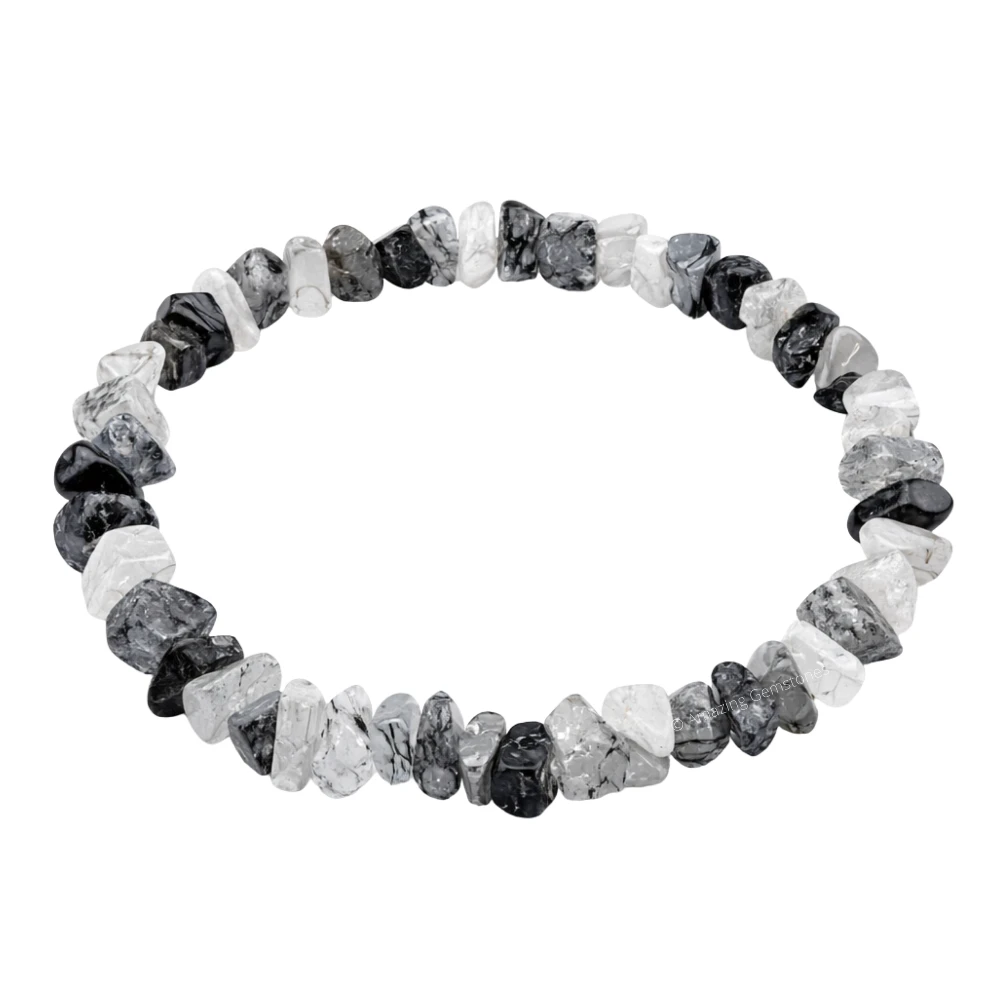 Black Rutilated Quartz Chips Bracelet