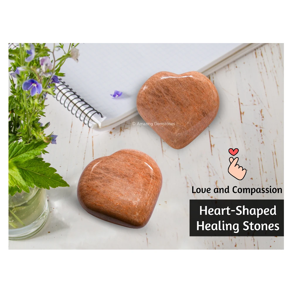 Peach Moonstone Heart