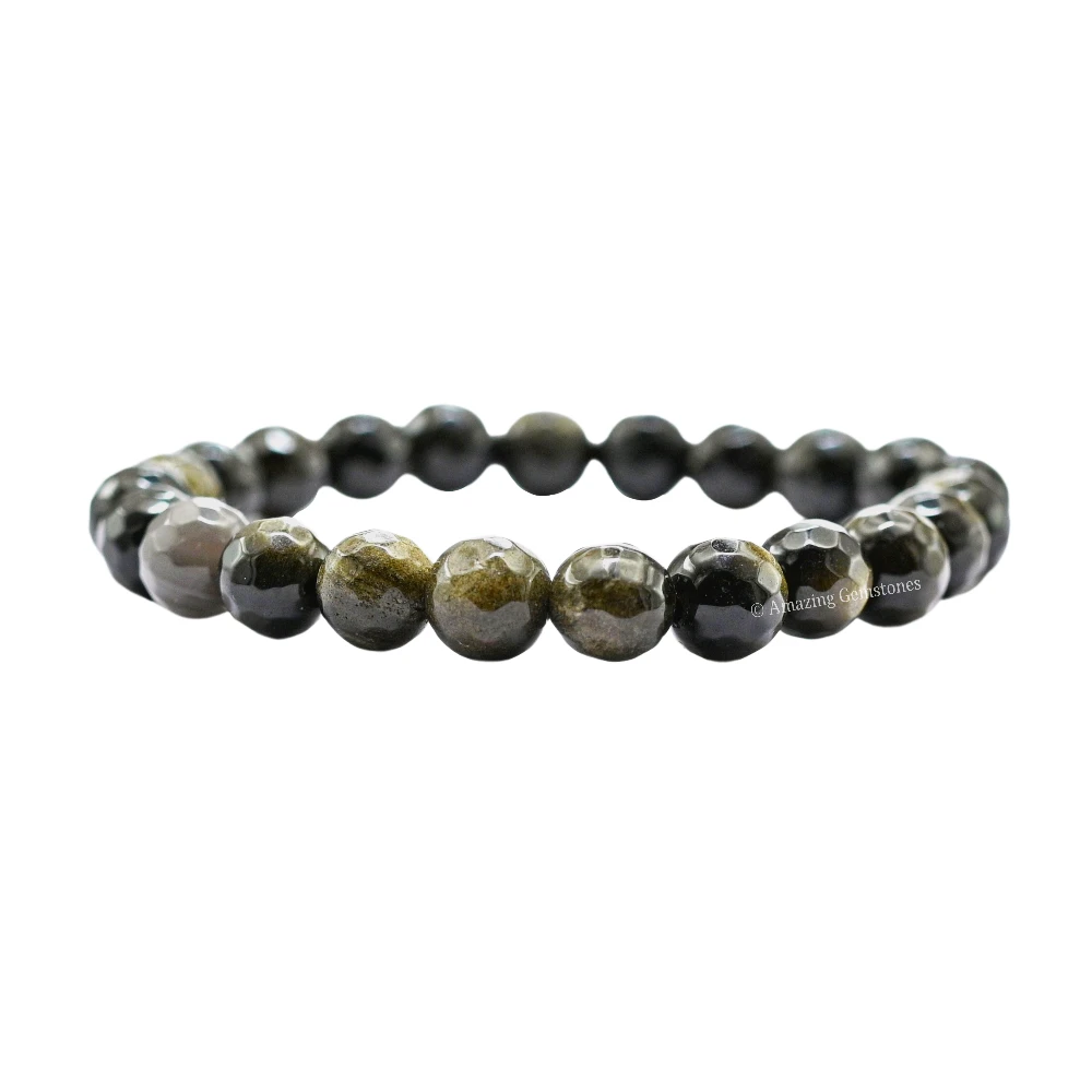 Golden Sheen Obsidian Bracelet (Faceted-Stretchable)