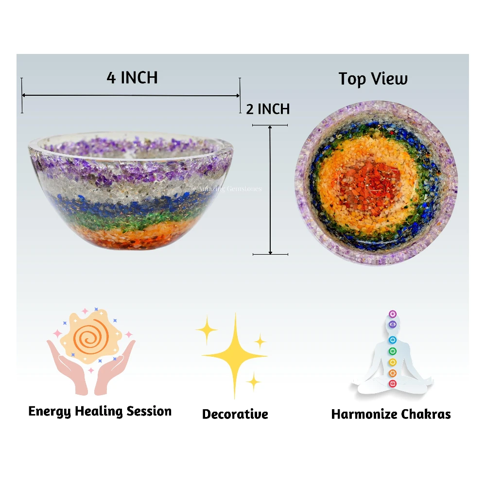 Chakra Layer Crystal Orgone Bowl (4 Inch)