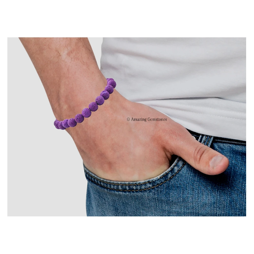 Purple Lava Stone Bracelet (Adjustable)