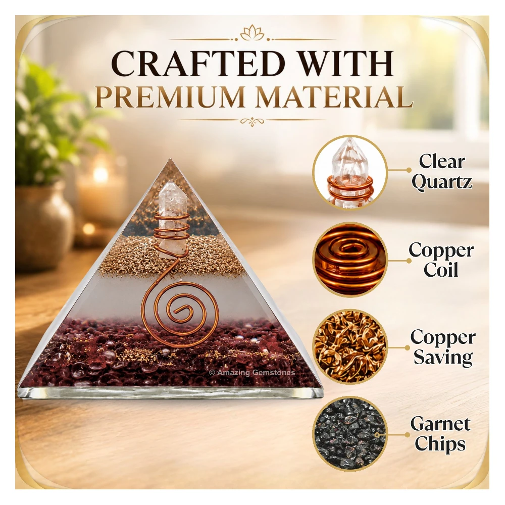 Garnet Orgone Pyramid - Glow in Dark