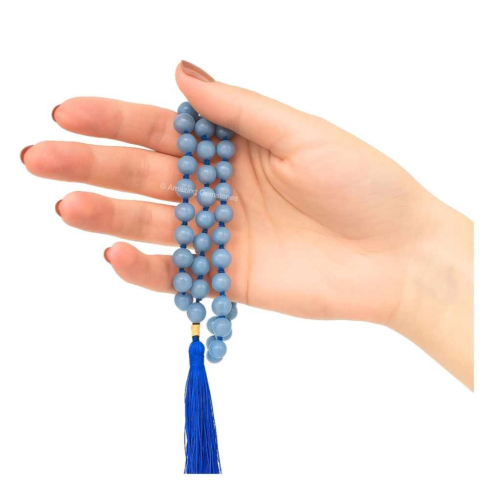 Angelite 108 Beads Japa Mala (Hand Knotted)