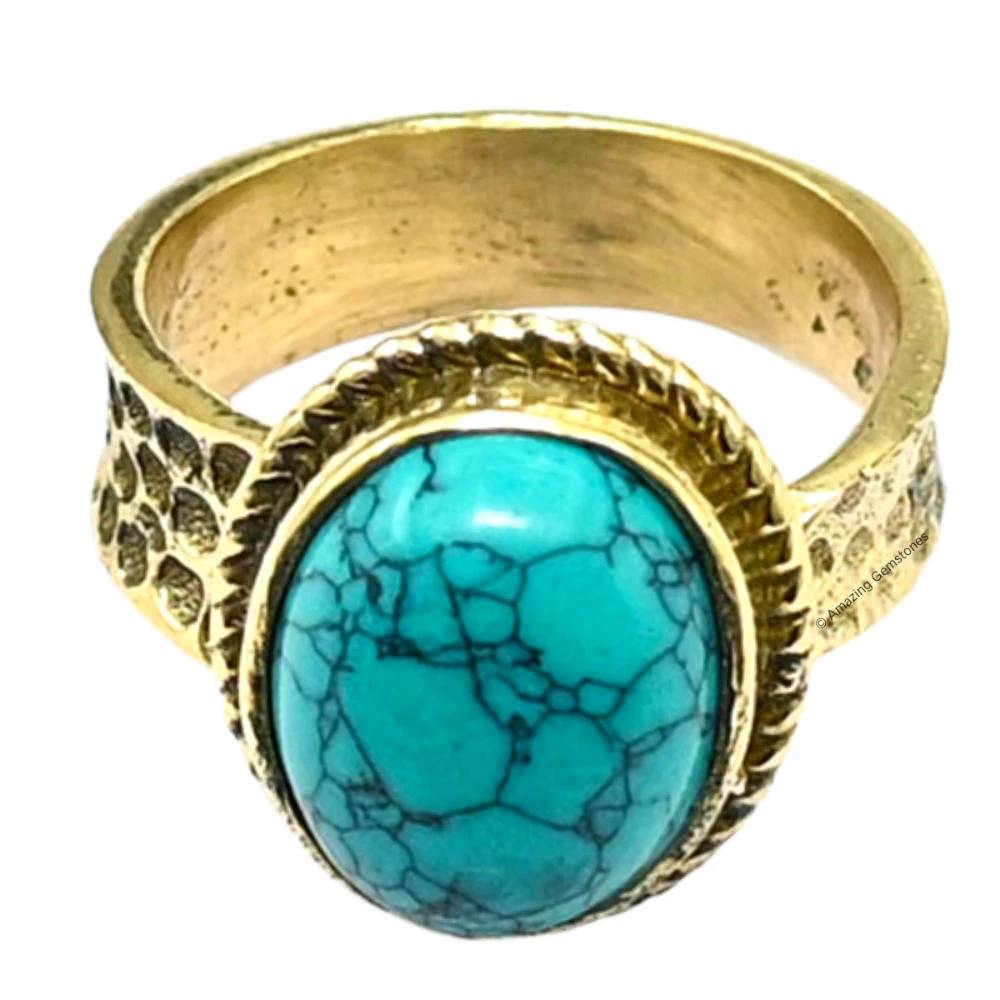 Turquoise Crystal Ring (Gold)