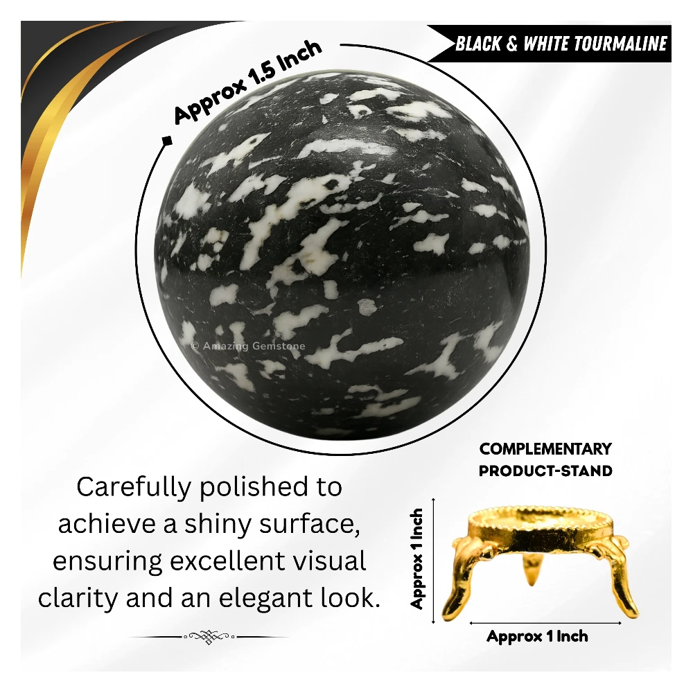 Black and White Tourmaline Sphere (1.5 Inch)