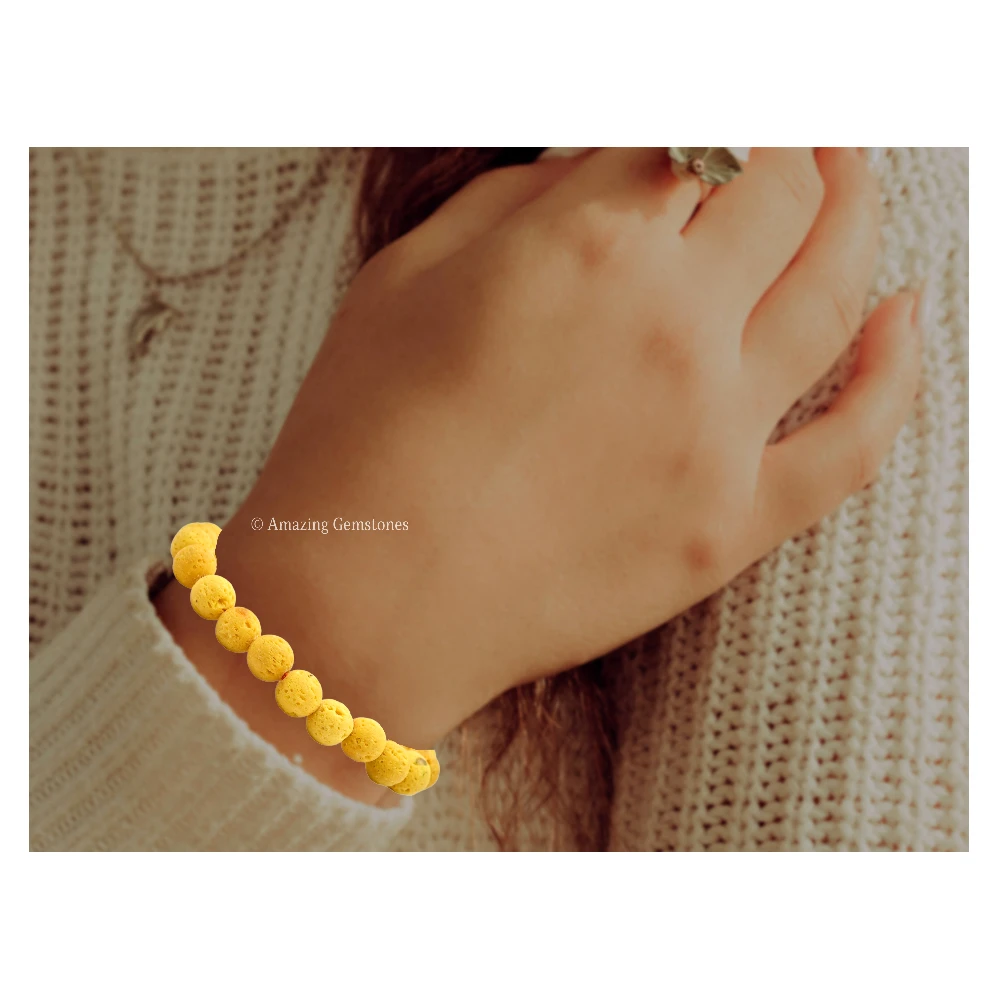 Yellow Lava Stone Bracelet (Adjustable)
