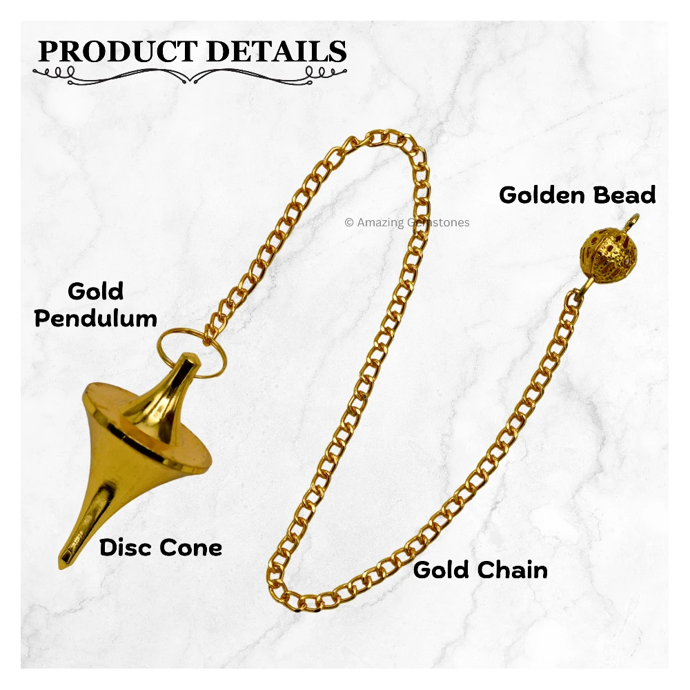 Copper Metal Pendulum - Gold Disc Cone (MP36)