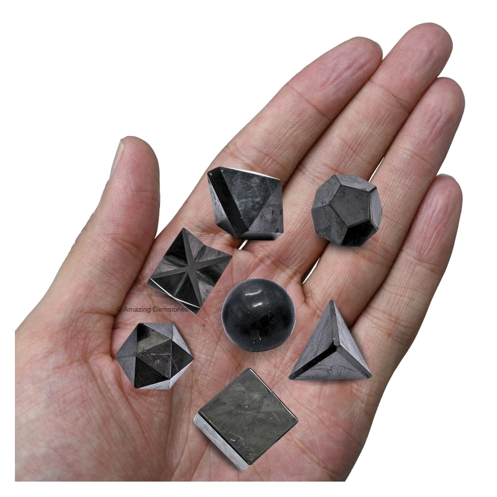 Shungite Platonic Solid - 7 Pcs