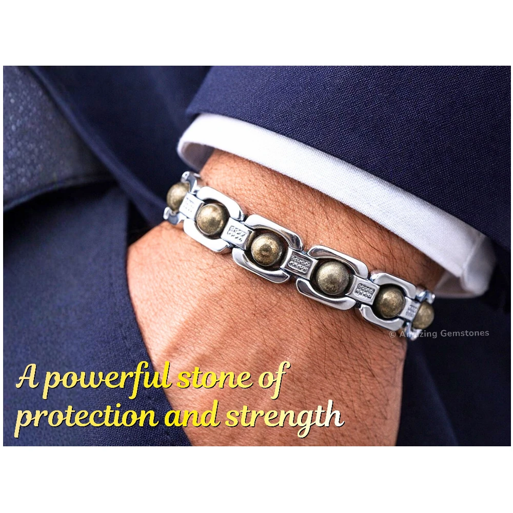Pyrite Bracelet - Premium Silver Chain