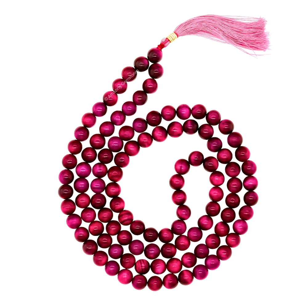 Pink Tiger cats eye Mala