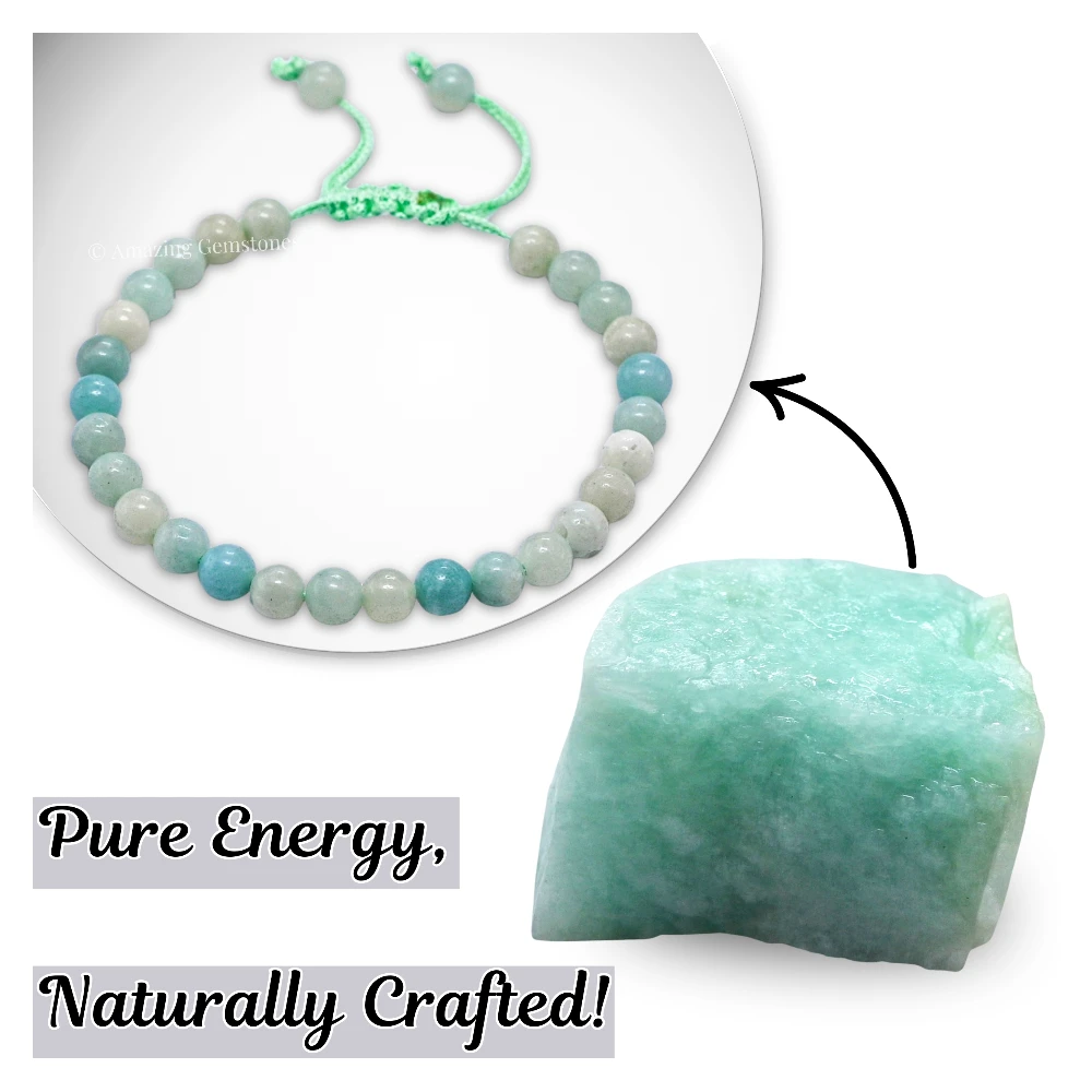 Amazonite Healing Crystal Bracelets - 6mm Beads (Adjustable)