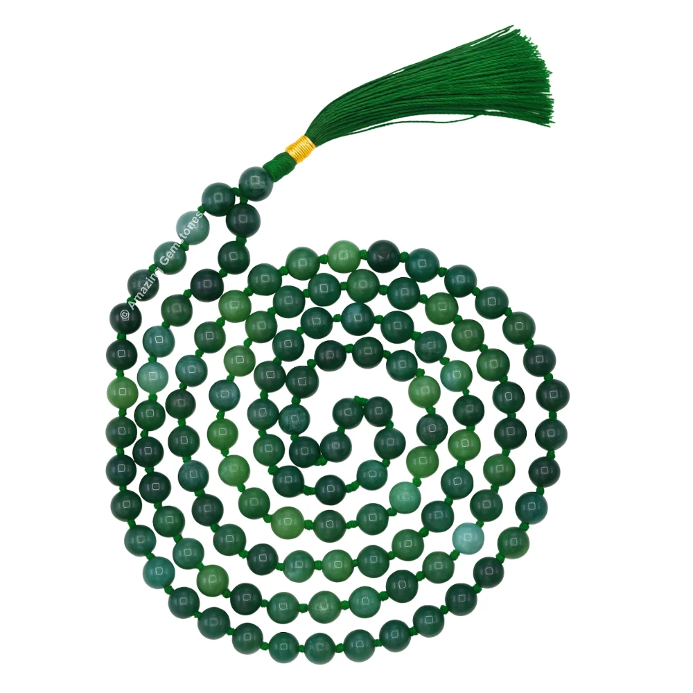 Moss Agate Mala (Hand Knotted)