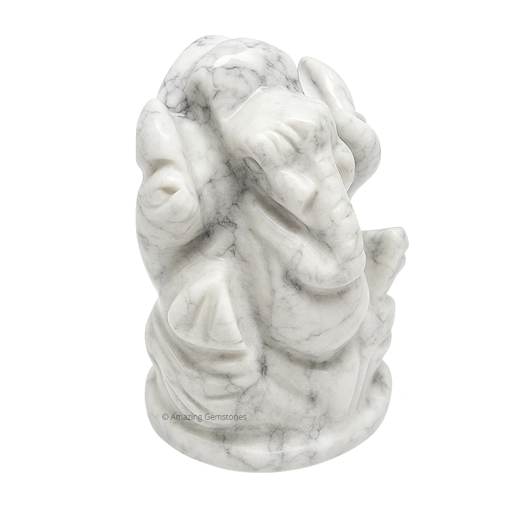 Howlite Ganesha Crystal Idol