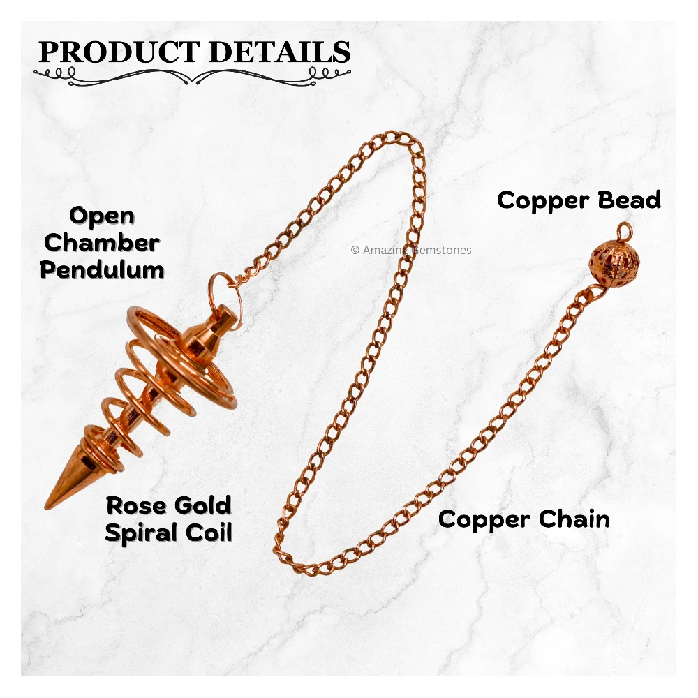 Copper Metal Pendulum - Rose Gold Vortex Spiral Twisted (MP09)