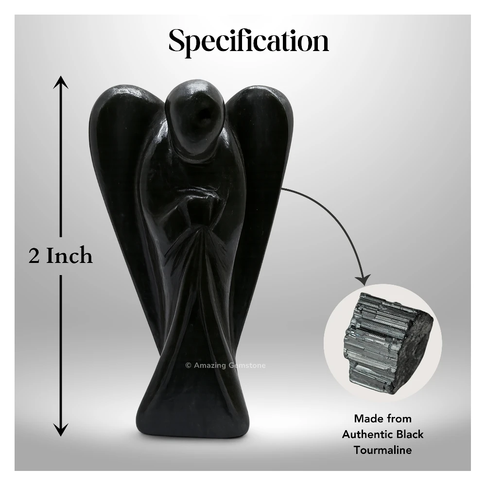 Black Tourmaline Angel Figurine (2 Inch)