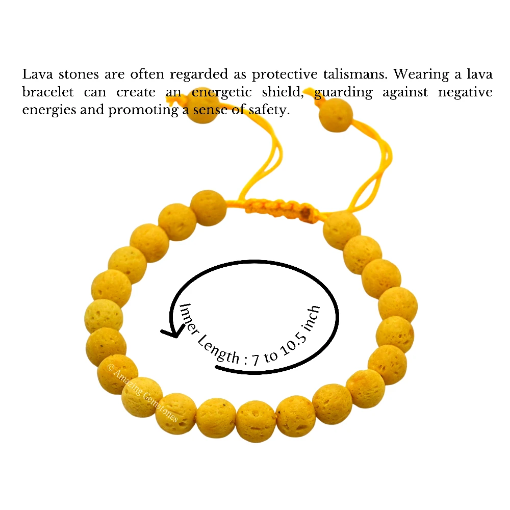 Yellow Lava Stone Bracelet (Adjustable)