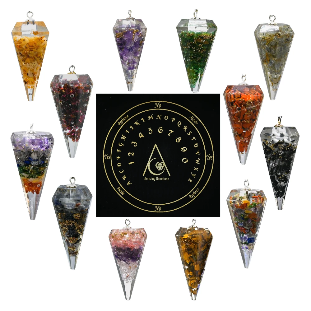 Pack of 11 Orgone Crystal Pendulums