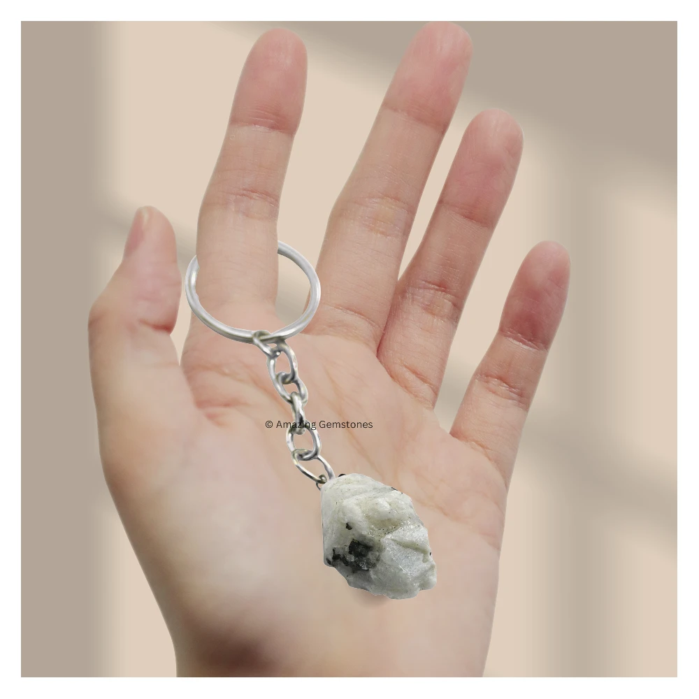 Rainbow Moonstone Keychain Keys Holder (Raw)