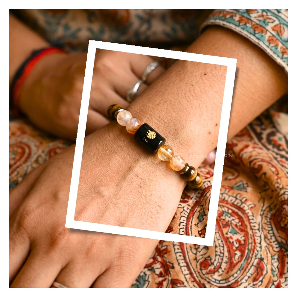 Leo Birthstone Bracelet - Citrine & Tiger Eye
