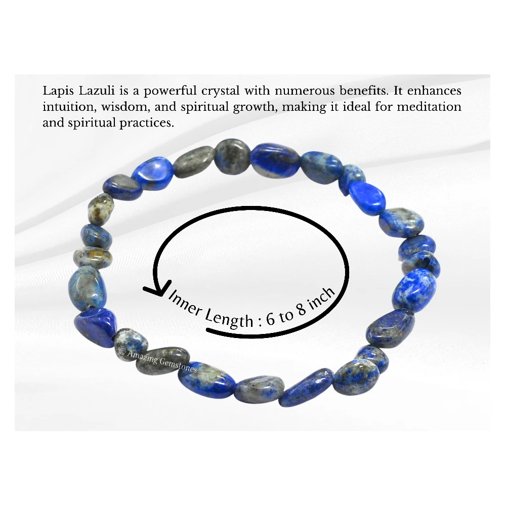 Lapis Lazuli Tumbled Stone Bracelet (Stretchable)