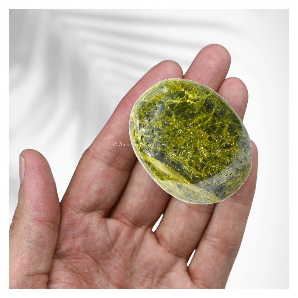 Green Tourmaline In Matrix Palm Stone