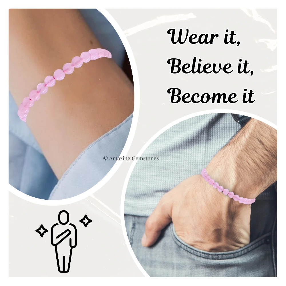 Rose Quartz Healing Crystal Bracelets - 6mm Beads