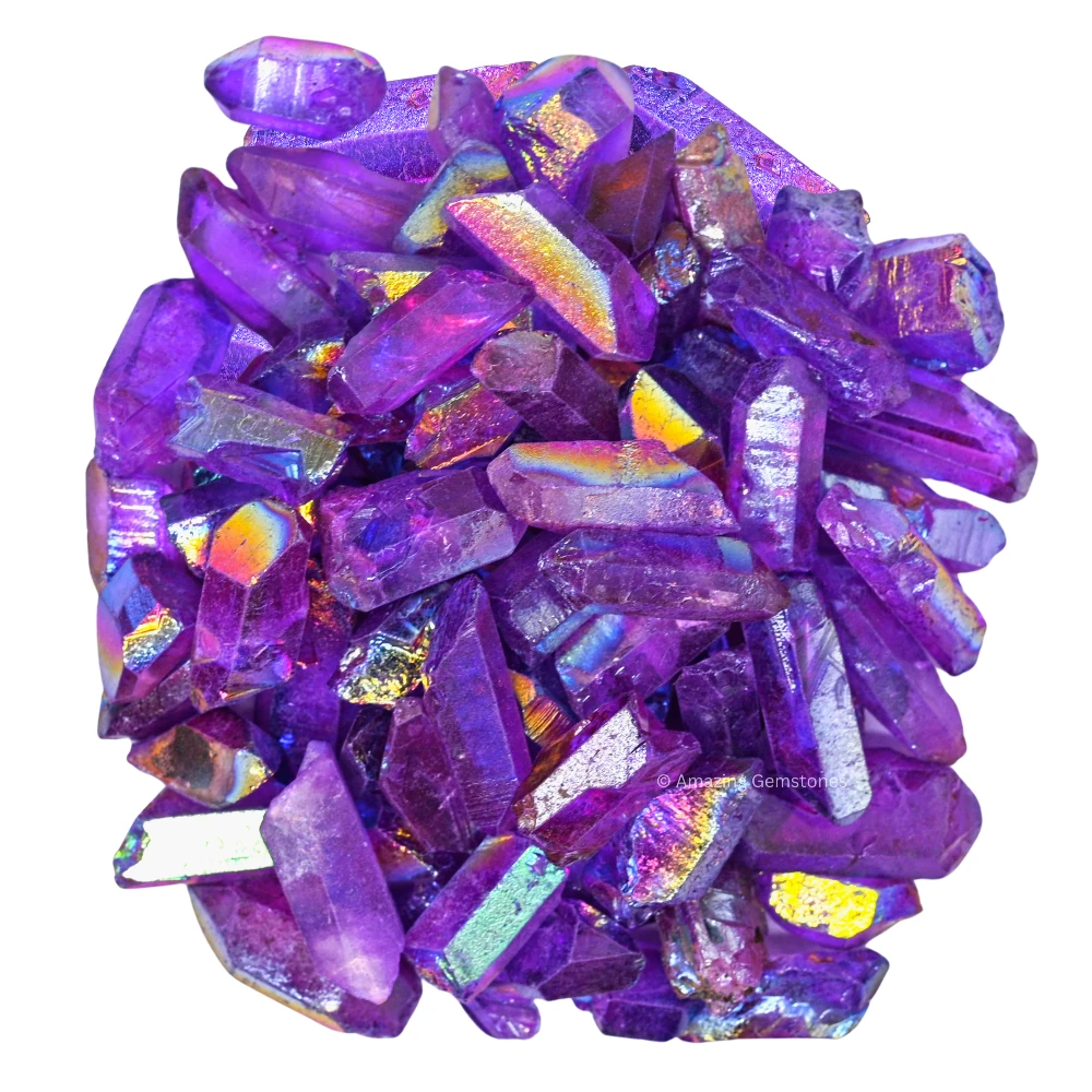 Amethyst Aura Quartz Raw Crystal Points (5 Pieces)