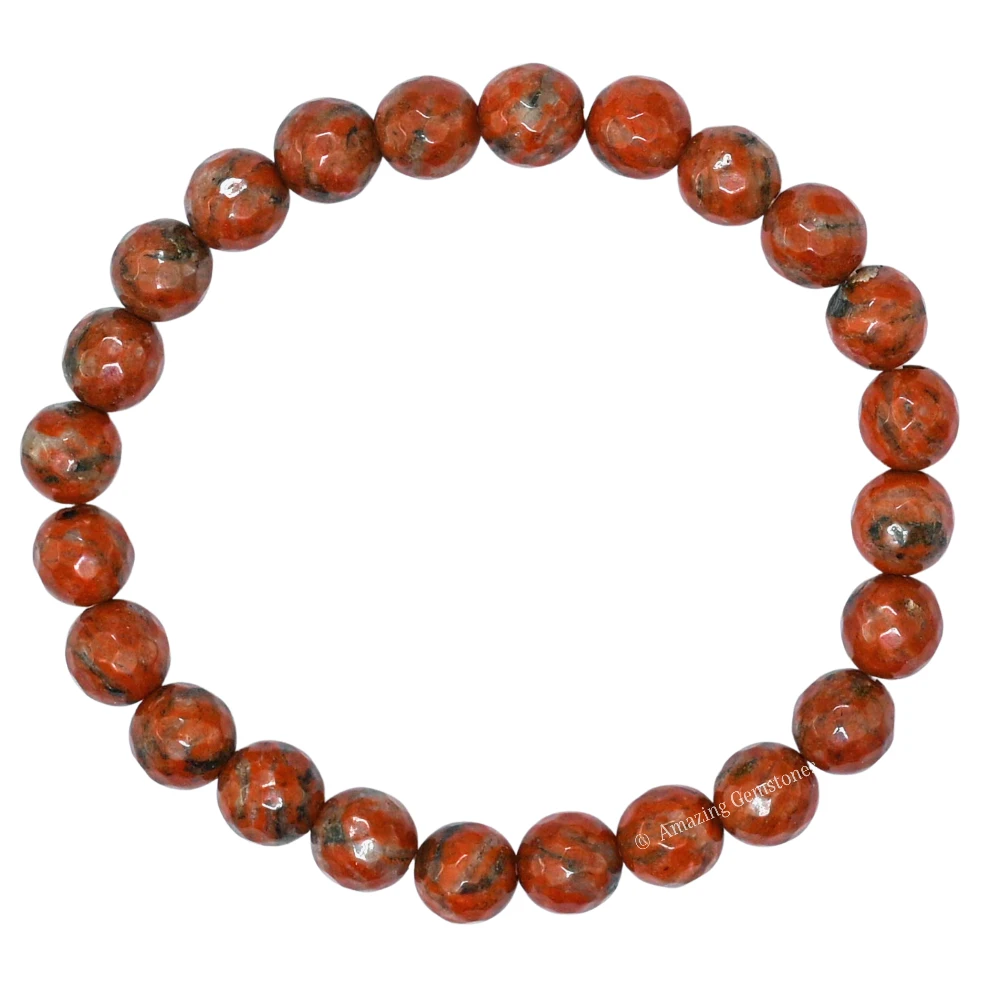 Red Black Jasper Bracelet (Faceted-Stretchable)